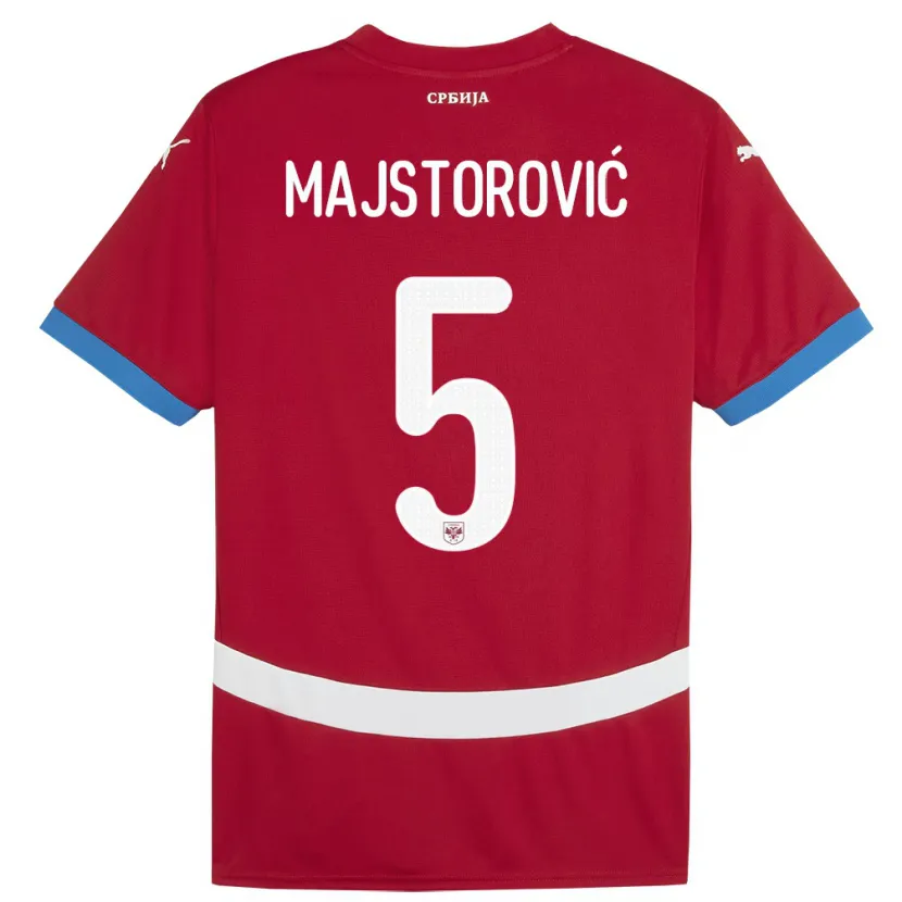Danxen Niño Camiseta Serbia Milan Majstorovic #5 Rojo 1ª Equipación 24-26 La Camisa