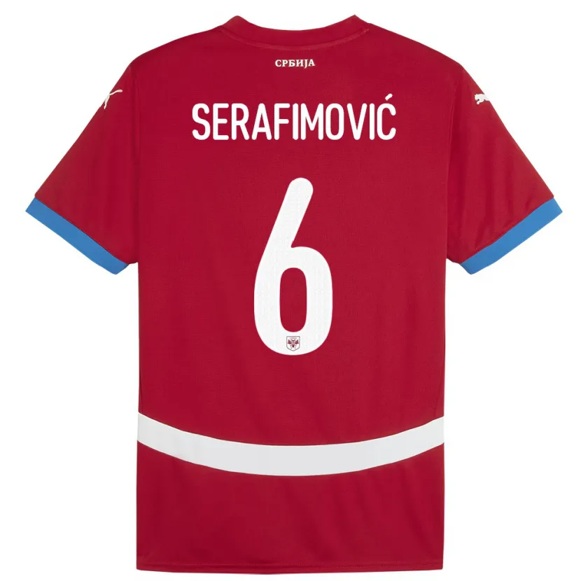 Danxen Niño Camiseta Serbia Vojin Serafimovic #6 Rojo 1ª Equipación 24-26 La Camisa