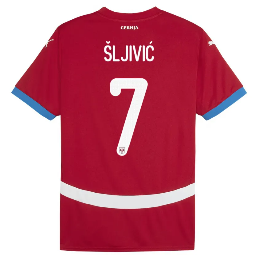 Danxen Niño Camiseta Serbia Jovan Sljivic #7 Rojo 1ª Equipación 24-26 La Camisa