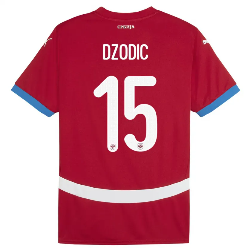 Danxen Niño Camiseta Serbia Stefan Dzodic #15 Rojo 1ª Equipación 24-26 La Camisa