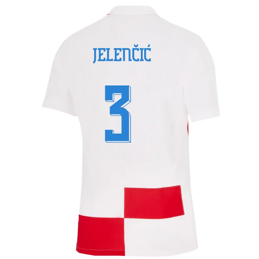 Danxen Niño Camiseta Croacia Ana Jelencic #3 Blanco Rojo 1ª Equipación 24-26 La Camisa