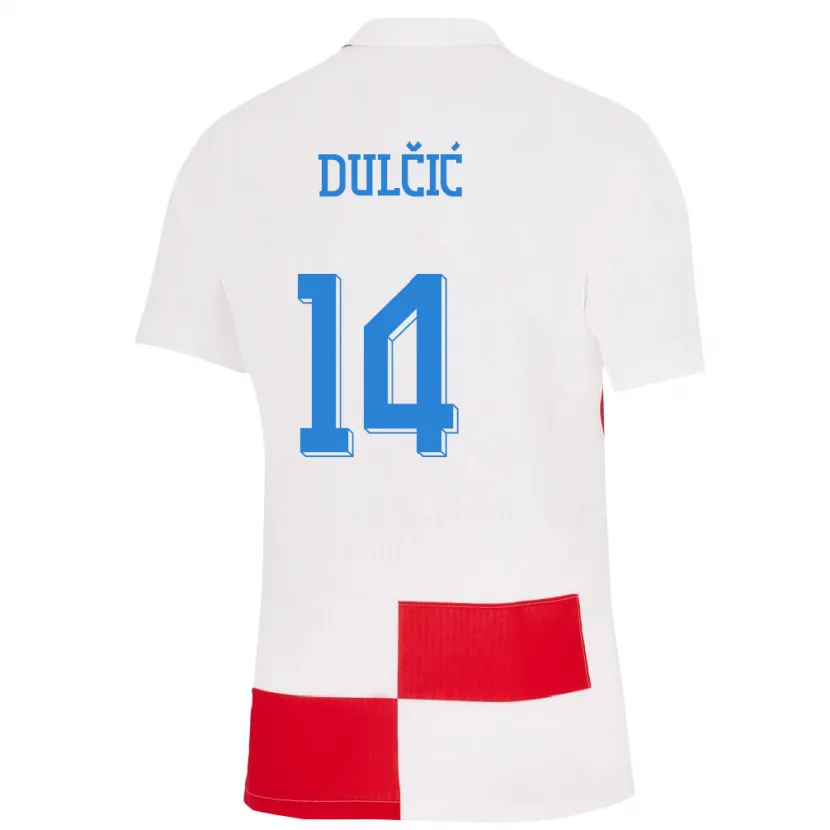 Danxen Niño Camiseta Croacia Antonia Dulcic #14 Blanco Rojo 1ª Equipación 24-26 La Camisa
