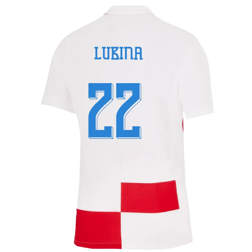 Danxen Niño Camiseta Croacia Anela Lubina #22 Blanco Rojo 1ª Equipación 24-26 La Camisa
