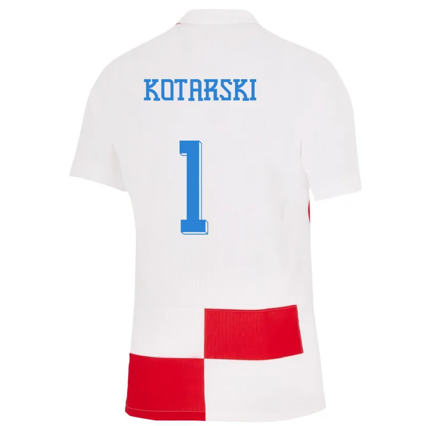 Danxen Niño Camiseta Croacia Dominik Kotarski #1 Blanco Rojo 1ª Equipación 24-26 La Camisa