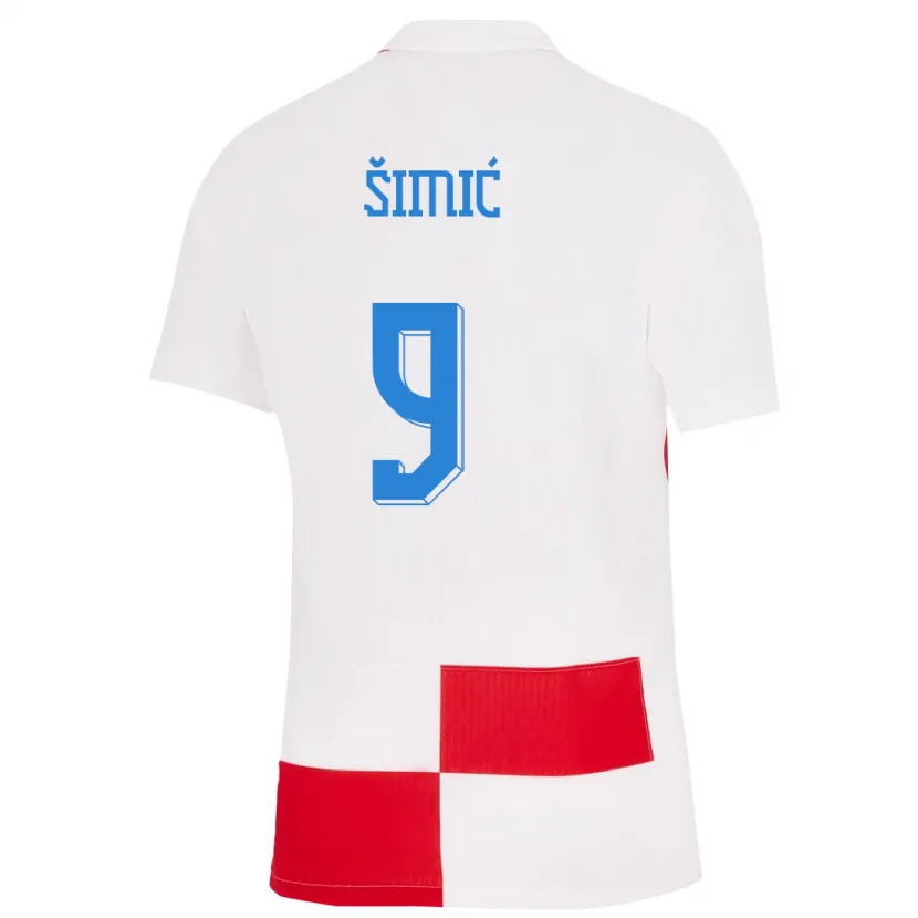 Danxen Niño Camiseta Croacia Roko Simic #9 Blanco Rojo 1ª Equipación 24-26 La Camisa