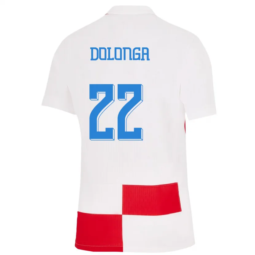 Danxen Niño Camiseta Croacia Niko Dolonga #22 Blanco Rojo 1ª Equipación 24-26 La Camisa
