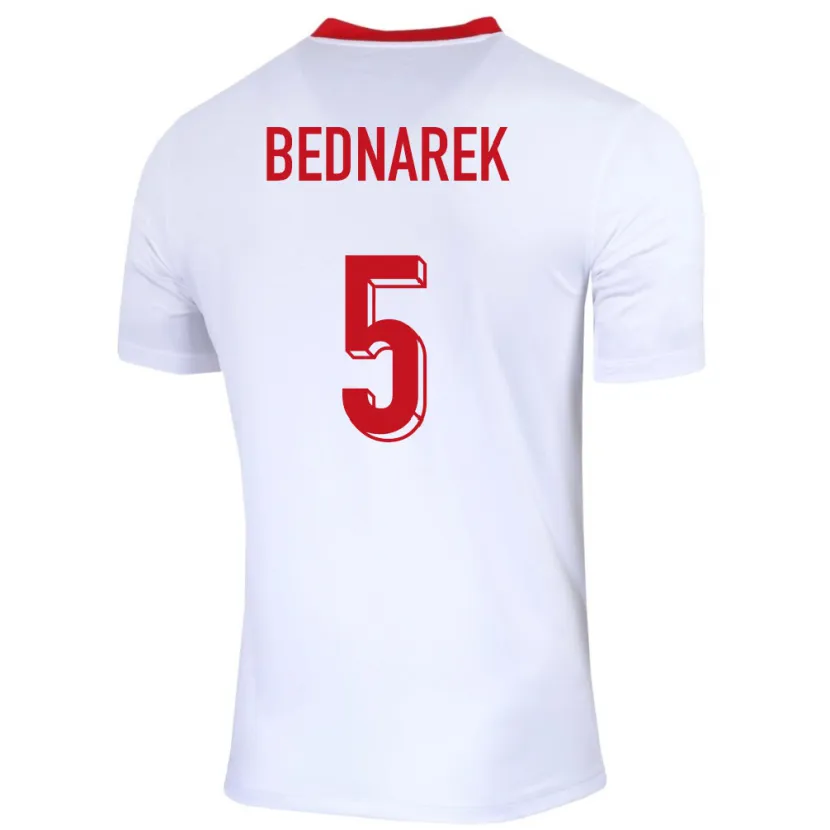Danxen Niño Camiseta Polonia Jan Bednarek #5 Blanco 1ª Equipación 24-26 La Camisa