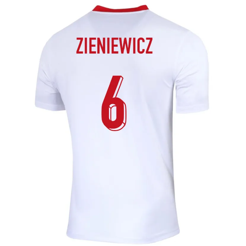 Danxen Niño Camiseta Polonia Wiktoria Zieniewicz #6 Blanco 1ª Equipación 24-26 La Camisa