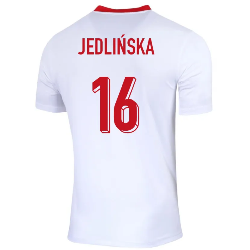 Danxen Niño Camiseta Polonia Klaudia Jedlinska #16 Blanco 1ª Equipación 24-26 La Camisa