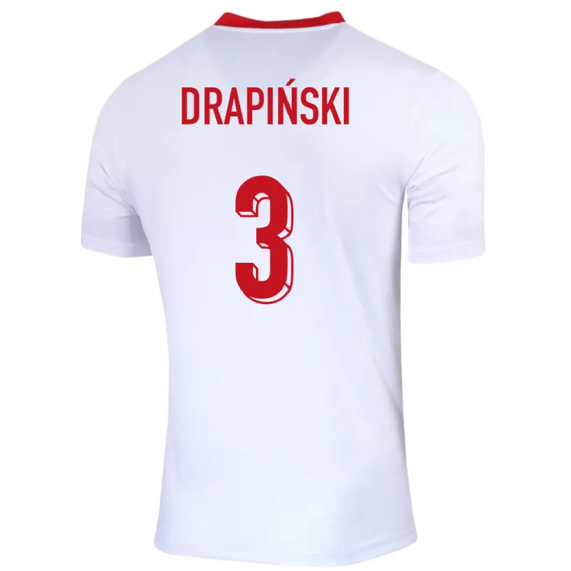 Danxen Niño Camiseta Polonia Igor Drapinski #3 Blanco 1ª Equipación 24-26 La Camisa