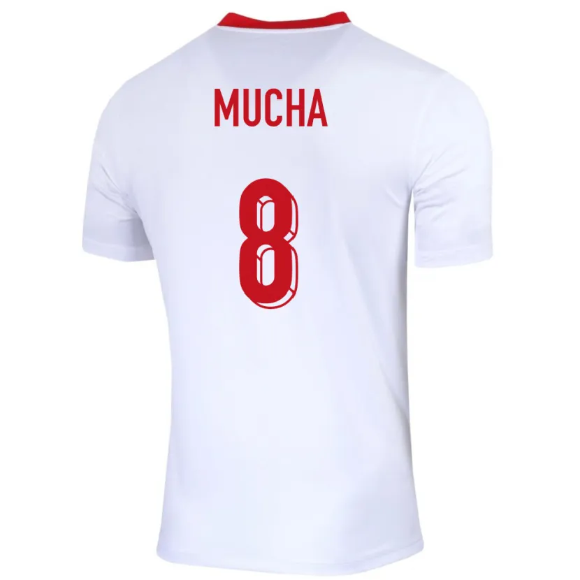 Danxen Niño Camiseta Polonia Szczepan Mucha #8 Blanco 1ª Equipación 24-26 La Camisa