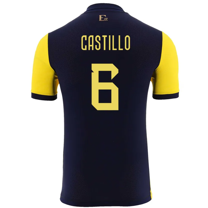 Danxen Niño Camiseta Ecuador Byron Castillo #6 Amarillo 1ª Equipación 24-26 La Camisa
