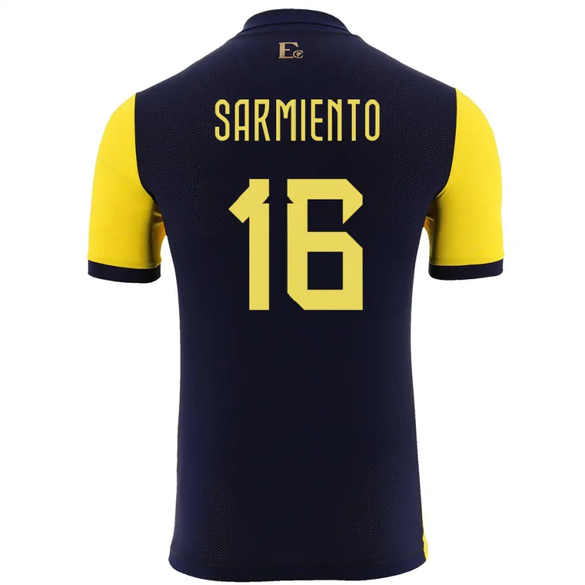 Danxen Niño Camiseta Ecuador Jeremy Sarmiento #16 Amarillo 1ª Equipación 24-26 La Camisa