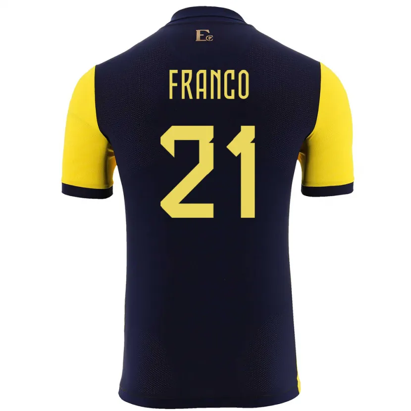Danxen Niño Camiseta Ecuador Alan Franco #21 Amarillo 1ª Equipación 24-26 La Camisa