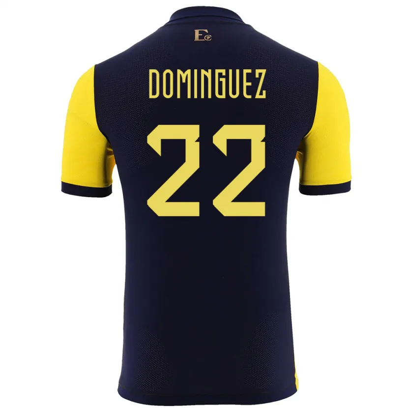 Danxen Niño Camiseta Ecuador Alexander Dominguez #22 Amarillo 1ª Equipación 24-26 La Camisa