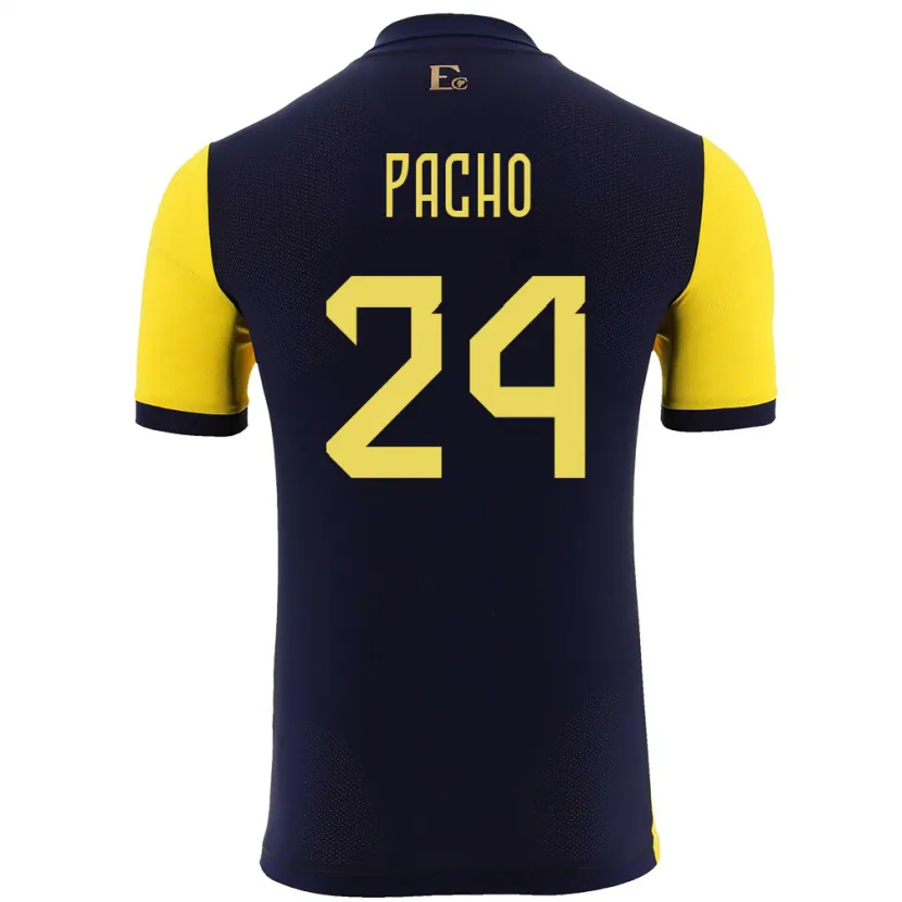 Danxen Niño Camiseta Ecuador William Pacho #24 Amarillo 1ª Equipación 24-26 La Camisa