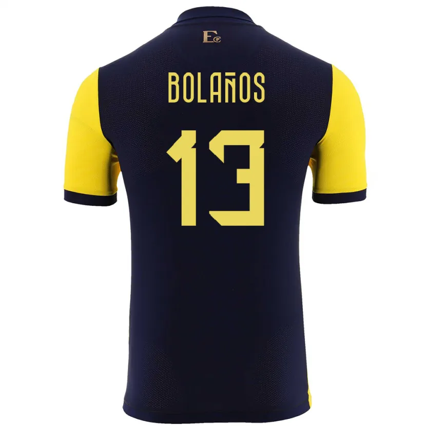 Danxen Niño Camiseta Ecuador Nayely Bolanos #13 Amarillo 1ª Equipación 24-26 La Camisa