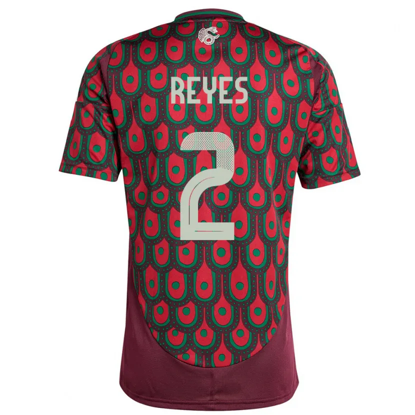 Danxen Niño Camiseta México Luis Reyes #2 Granate 1ª Equipación 24-26 La Camisa