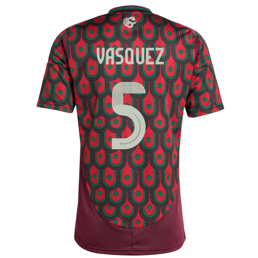 Danxen Niño Camiseta México Johan Vasquez #5 Granate 1ª Equipación 24-26 La Camisa