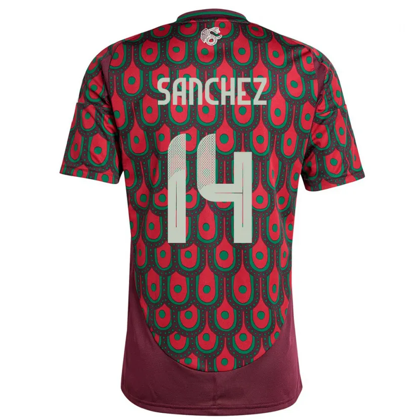 Danxen Niño Camiseta México Erick Sanchez #14 Granate 1ª Equipación 24-26 La Camisa