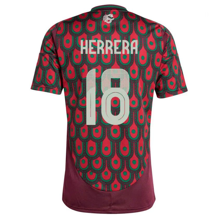 Danxen Niño Camiseta México Ozziel Herrera #18 Granate 1ª Equipación 24-26 La Camisa
