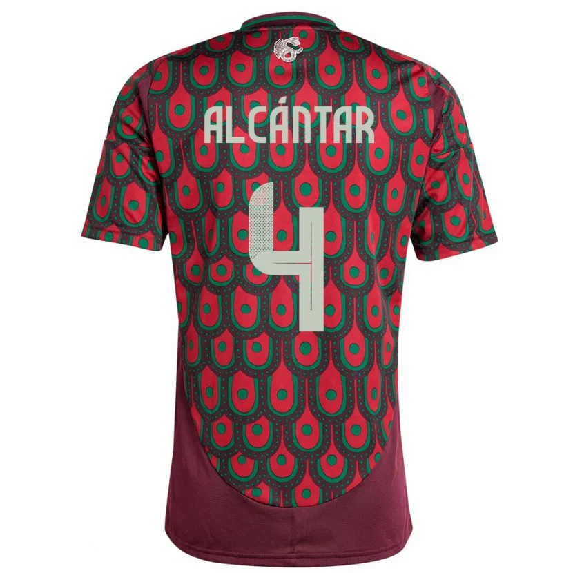 Danxen Niño Camiseta México Jesus Alcantar #4 Granate 1ª Equipación 24-26 La Camisa