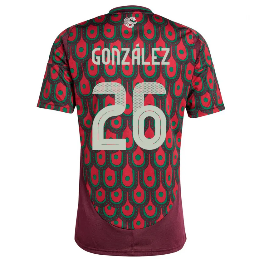 Danxen Niño Camiseta México Bryan Gonzalez #26 Granate 1ª Equipación 24-26 La Camisa