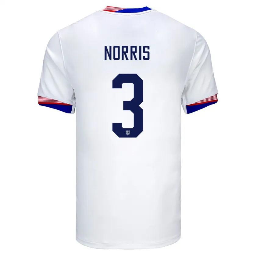 Danxen Niño Camiseta Estados Unidos Nolan Norris #3 Blanco 1ª Equipación 24-26 La Camisa