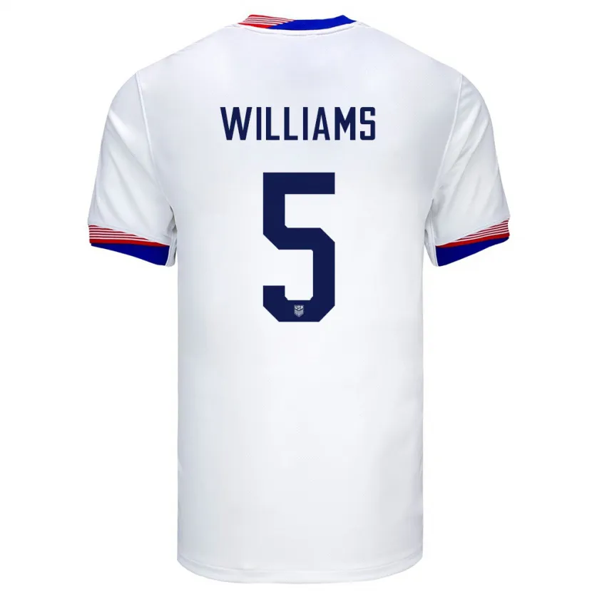 Danxen Niño Camiseta Estados Unidos Thomas Williams #5 Blanco 1ª Equipación 24-26 La Camisa