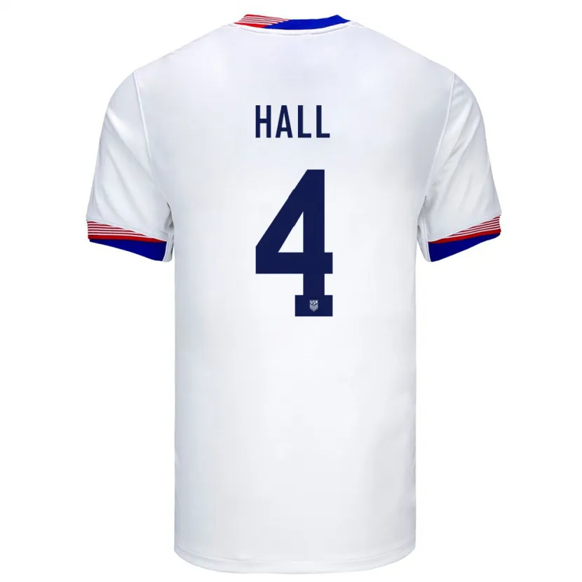 Danxen Niño Camiseta Estados Unidos Tyler Hall #4 Blanco 1ª Equipación 24-26 La Camisa