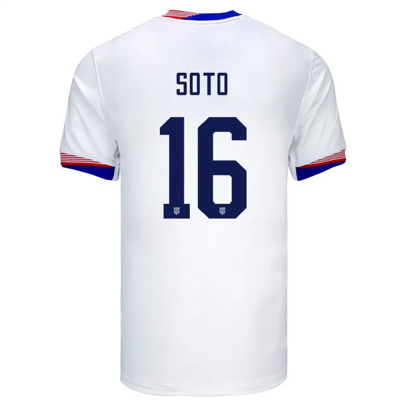 Danxen Niño Camiseta Estados Unidos Ezekiel Soto #16 Blanco 1ª Equipación 24-26 La Camisa
