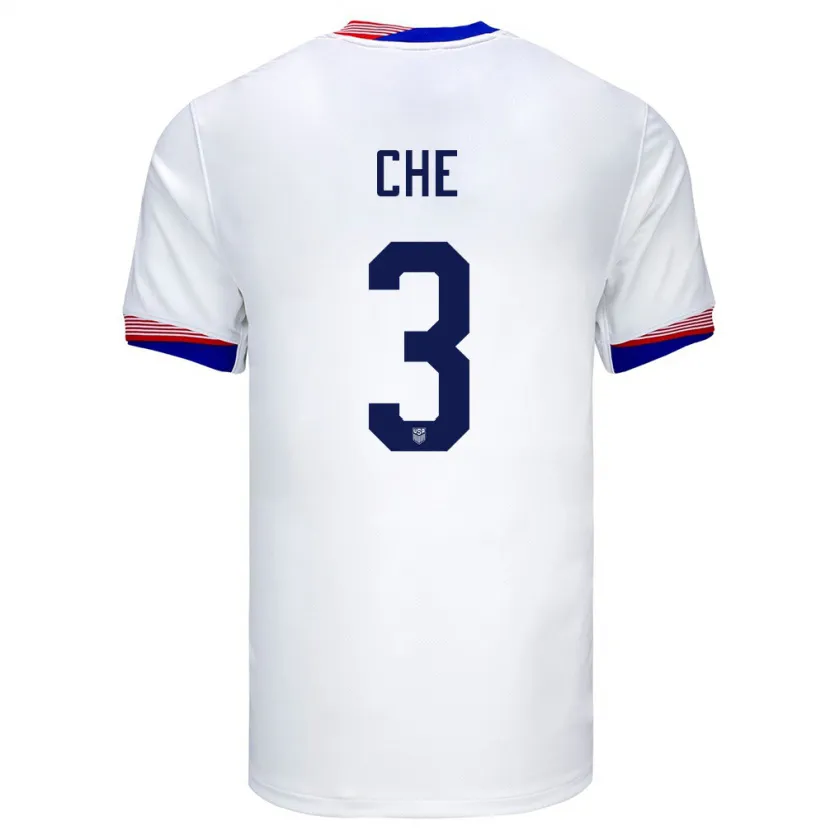 Danxen Niño Camiseta Estados Unidos Justin Che #3 Blanco 1ª Equipación 24-26 La Camisa