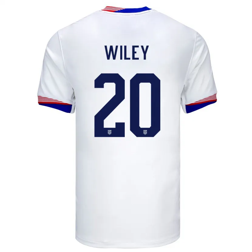Danxen Niño Camiseta Estados Unidos Caleb Wiley #20 Blanco 1ª Equipación 24-26 La Camisa