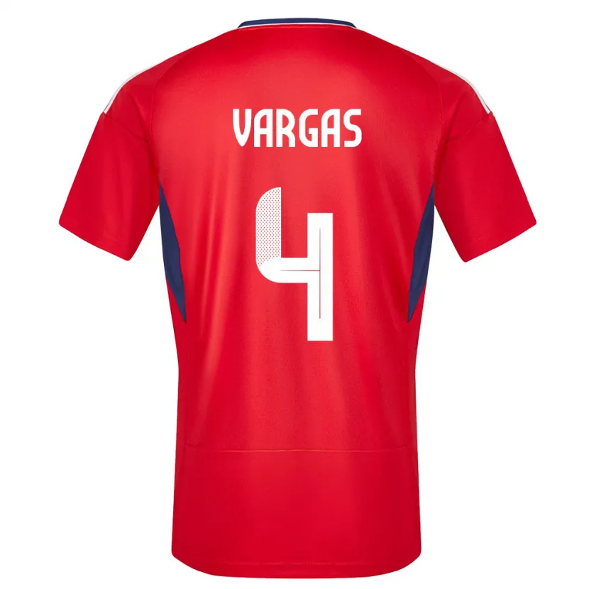 Danxen Niño Camiseta Costa Rica Juan Pablo Vargas #4 Rojo 1ª Equipación 24-26 La Camisa