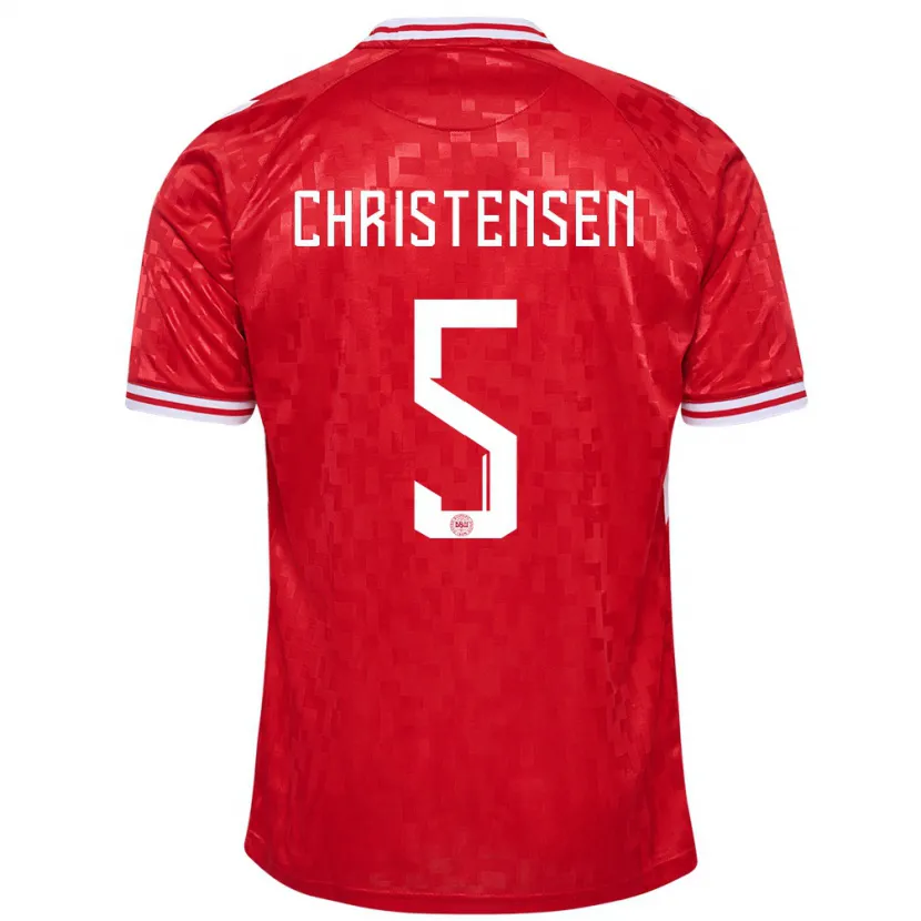 Danxen Niño Camiseta Dinamarca Aske Christensen #5 Rojo 1ª Equipación 24-26 La Camisa