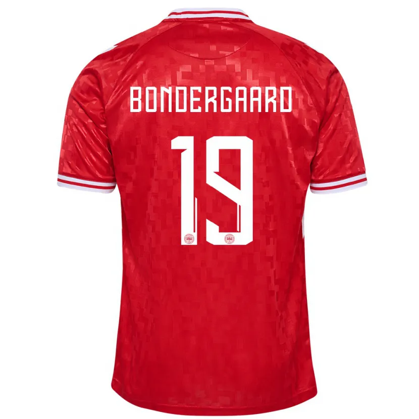 Danxen Niño Camiseta Dinamarca Asbjorn Bondergaard #19 Rojo 1ª Equipación 24-26 La Camisa