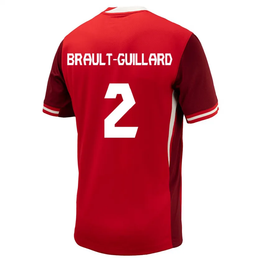 Danxen Niño Camiseta Canadá Zachary Brault-Guillard #2 Rojo 1ª Equipación 24-26 La Camisa