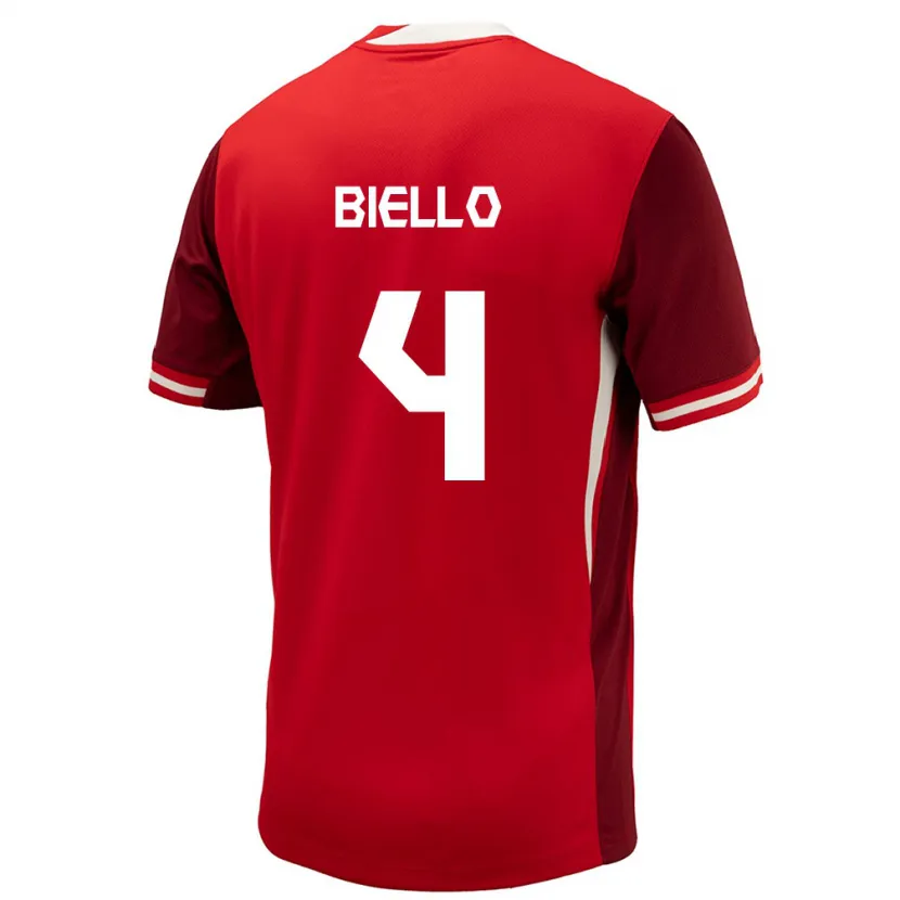 Danxen Niño Camiseta Canadá Alessandro Biello #4 Rojo 1ª Equipación 24-26 La Camisa