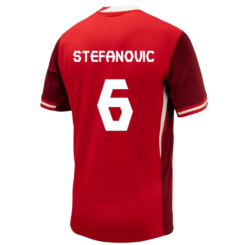 Danxen Niño Camiseta Canadá Lazar Stefanovic #6 Rojo 1ª Equipación 24-26 La Camisa
