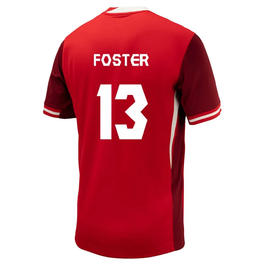 Danxen Niño Camiseta Canadá Rylee Foster #13 Rojo 1ª Equipación 24-26 La Camisa