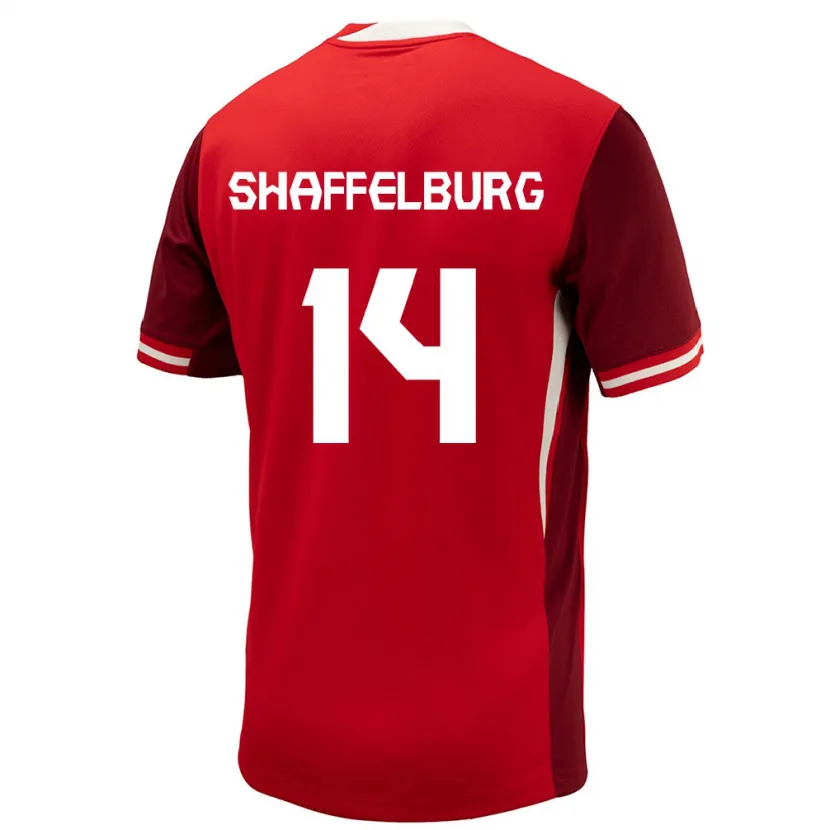 Danxen Niño Camiseta Canadá Jacob Shaffelburg #14 Rojo 1ª Equipación 24-26 La Camisa