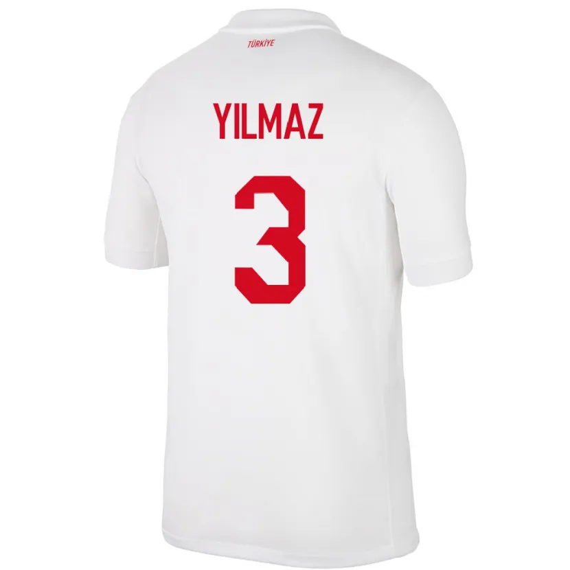 Danxen Niño Camiseta Turquía Berkay Yılmaz #3 Blanco 1ª Equipación 24-26 La Camisa