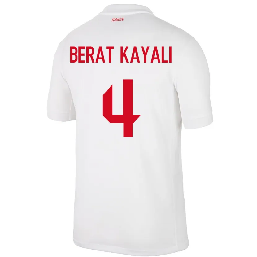 Danxen Niño Camiseta Turquía Hasan Berat Kayalı #4 Blanco 1ª Equipación 24-26 La Camisa