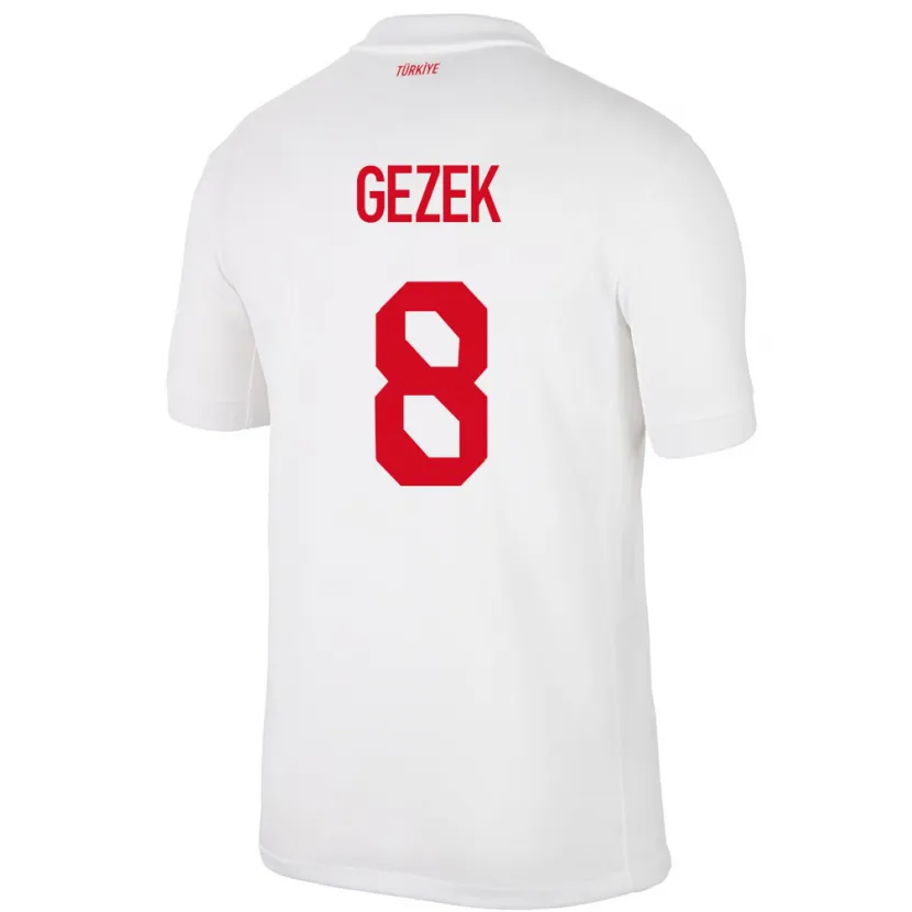 Danxen Niño Camiseta Turquía Baran Gezek #8 Blanco 1ª Equipación 24-26 La Camisa