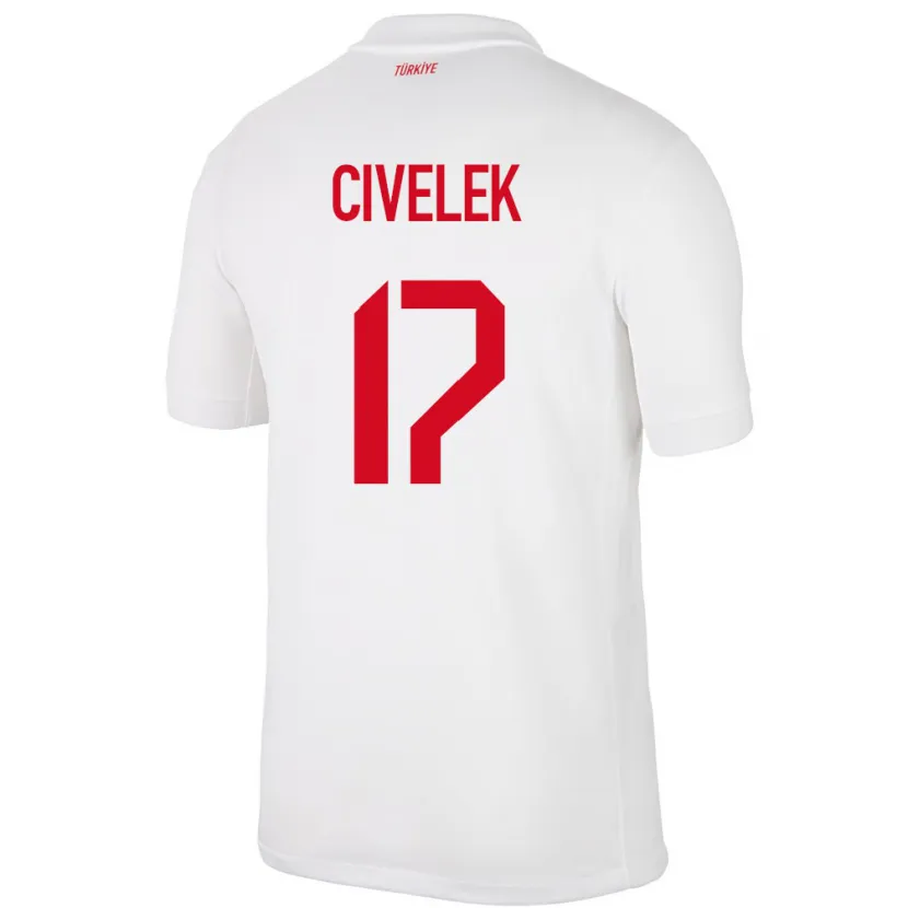 Danxen Niño Camiseta Turquía İlayda Civelek #17 Blanco 1ª Equipación 24-26 La Camisa