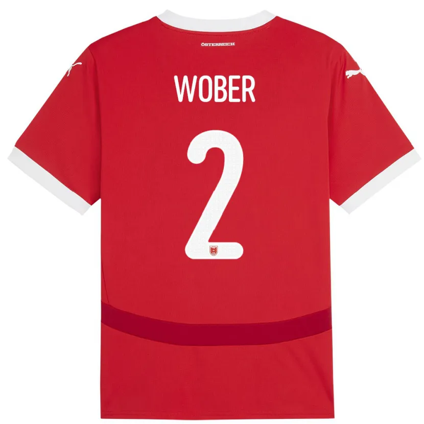 Danxen Niño Camiseta Austria Maximilian Wöber #2 Rojo 1ª Equipación 24-26 La Camisa