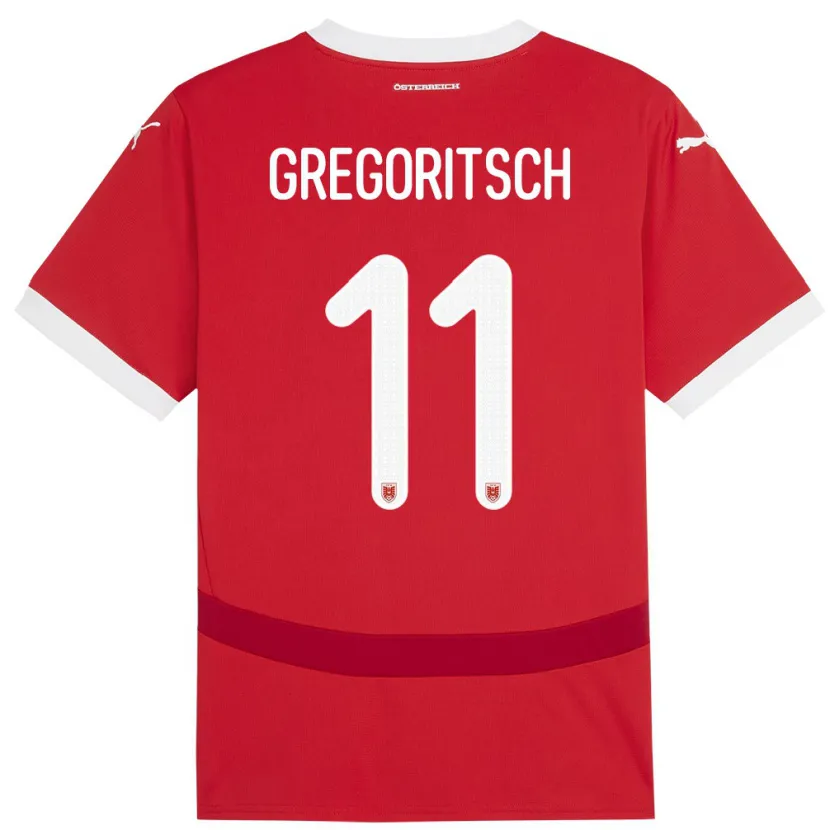 Danxen Niño Camiseta Austria Michael Gregoritsch #11 Rojo 1ª Equipación 24-26 La Camisa