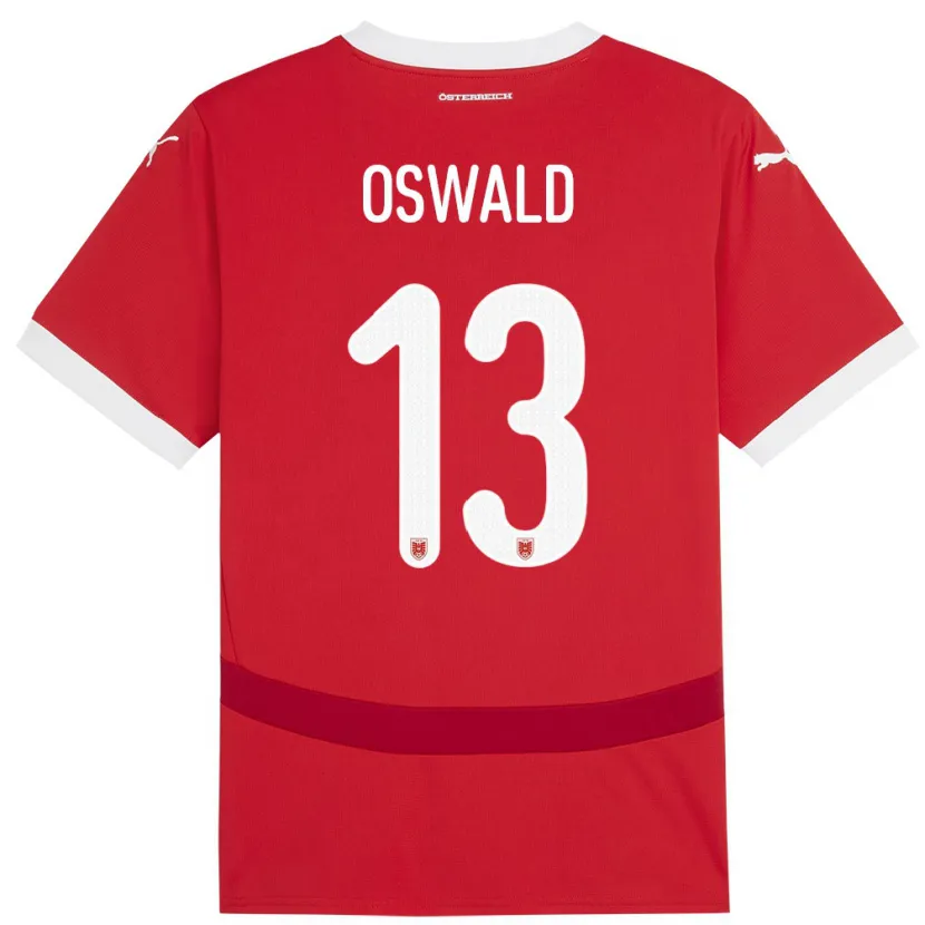 Danxen Niño Camiseta Austria Moritz Oswald #13 Rojo 1ª Equipación 24-26 La Camisa