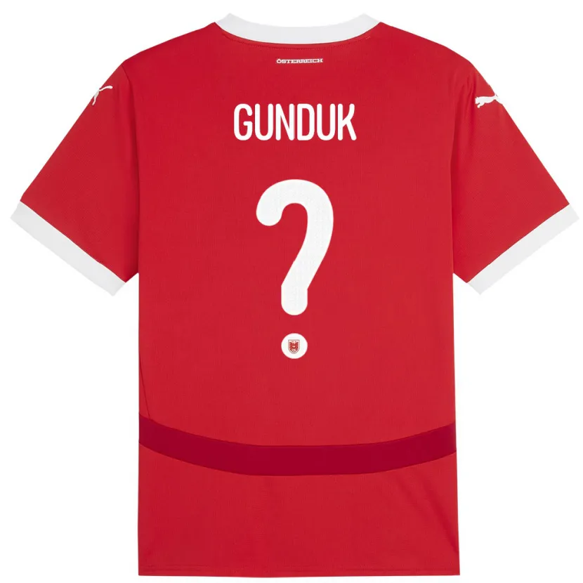 Danxen Niño Camiseta Austria Devran Gündük #0 Rojo 1ª Equipación 24-26 La Camisa
