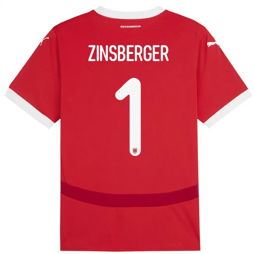 Danxen Niño Camiseta Austria Manuela Zinsberger #1 Rojo 1ª Equipación 24-26 La Camisa